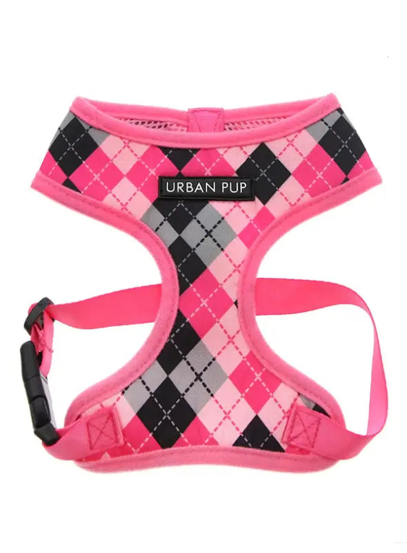UrbanPup Argyle Harness — Roze - XXS 20-25 cm - Hondentuigje