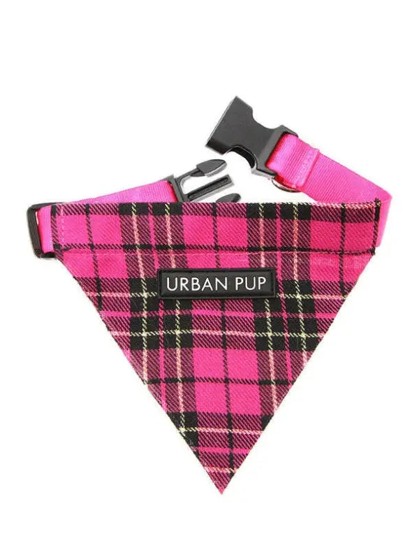 UrbanPup Bandana Fuchsia Tartan 33-40 cm M