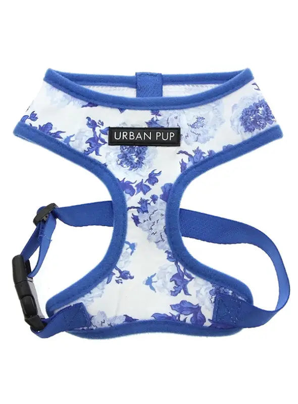 UrbanPup Blue Floral Bouquet Harness — Blauw / Wit - XXS 20-25 cm - Hondentuigje