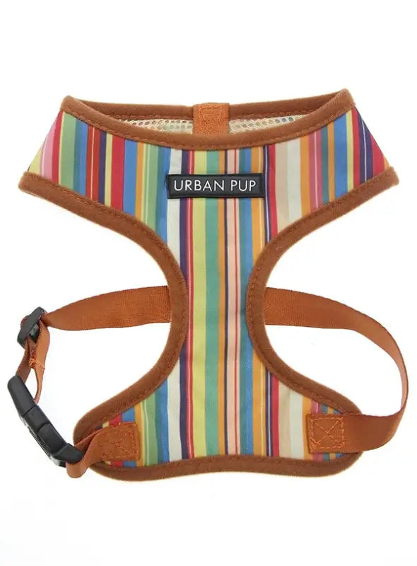 UrbanPup Henley Striped Harness — Bruin - XXS 20-25 cm - Hondentuigje