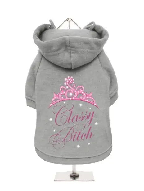 UrbanPup Honden Sweatshirt Classy Bitch — Grijs - Ruglengte 20 cm - Hondenkleding