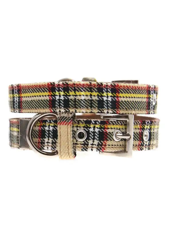UrbanPup Hondenhalsband Beige Tartan 17-27 cm