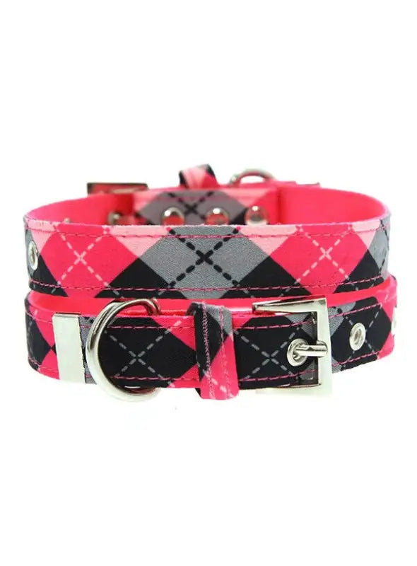 UrbanPup Hondenhalsband Pink Argyle 24-35 cm