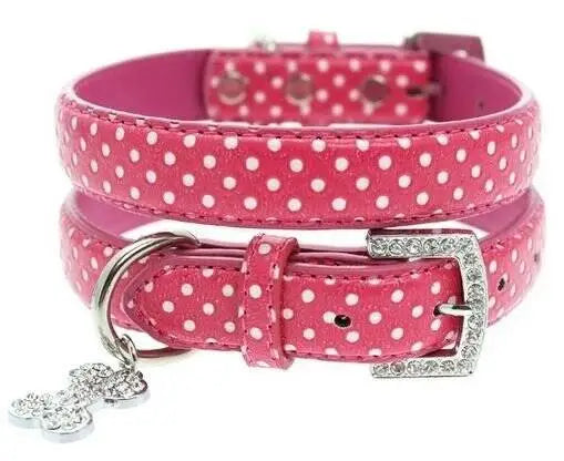 UrbanPup Hondenhalsband Polka Dot Pink 34-44 cm