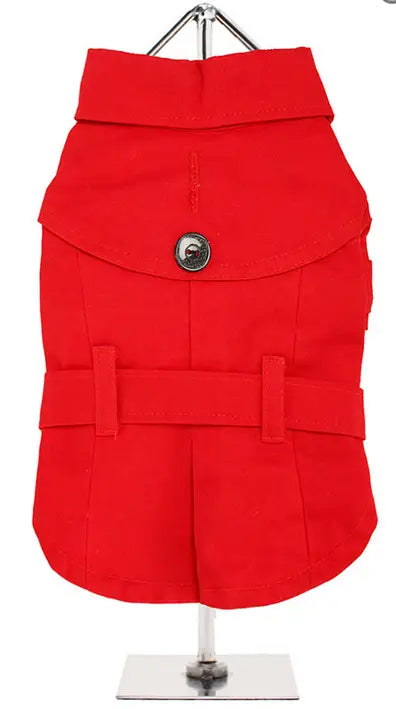 UrbanPup Hondenjas Vibrant Red Trench Coat — Ruglengte 35 cm