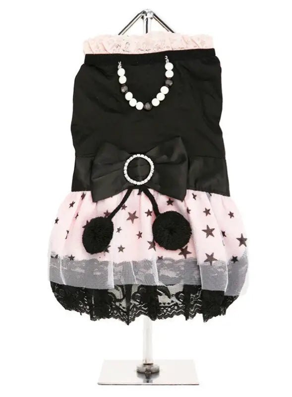 UrbanPup Hondenjurkje Midnight Stars Dress — Zwart / Roze - Hondenkleding
