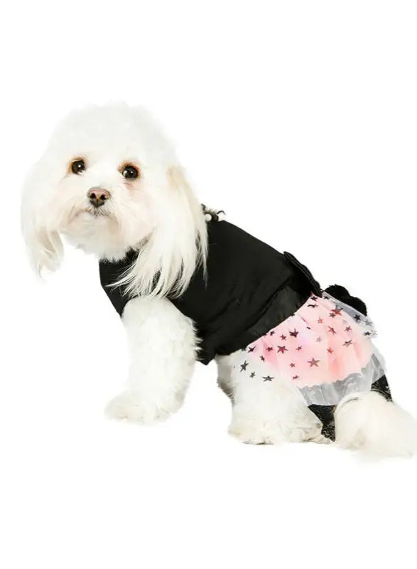 UrbanPup Hondenjurkje Midnight Stars Dress — Zwart / Roze - Hondenkleding