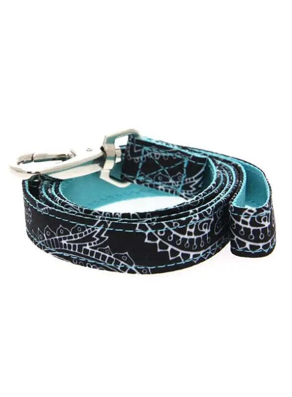 UrbanPup Hondenriem Black and Blue Paisley — 111 cm x 22 mm