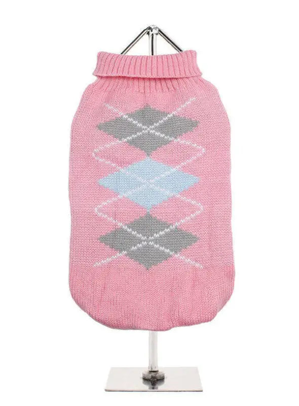 UrbanPup Hondentrui Pink/Grey Argyle 30 cm