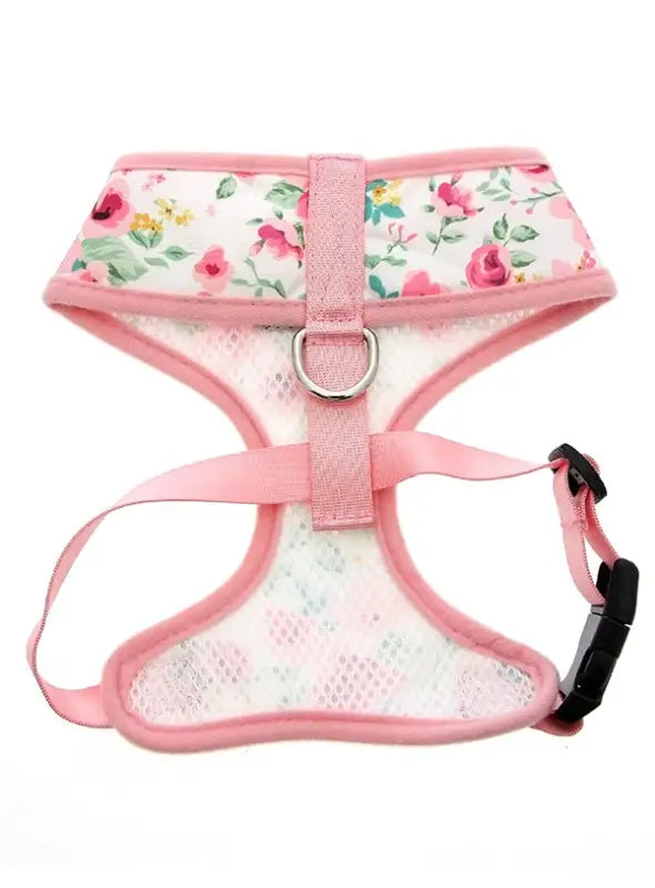 UrbanPup Pink Floral Cascade Harness — Roze / Wit - Hondentuigje