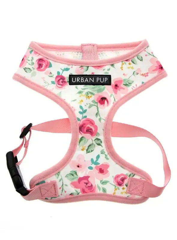 UrbanPup Pink Floral Cascade Harness — Roze / Wit - XXS 20-25 cm - Hondentuigje