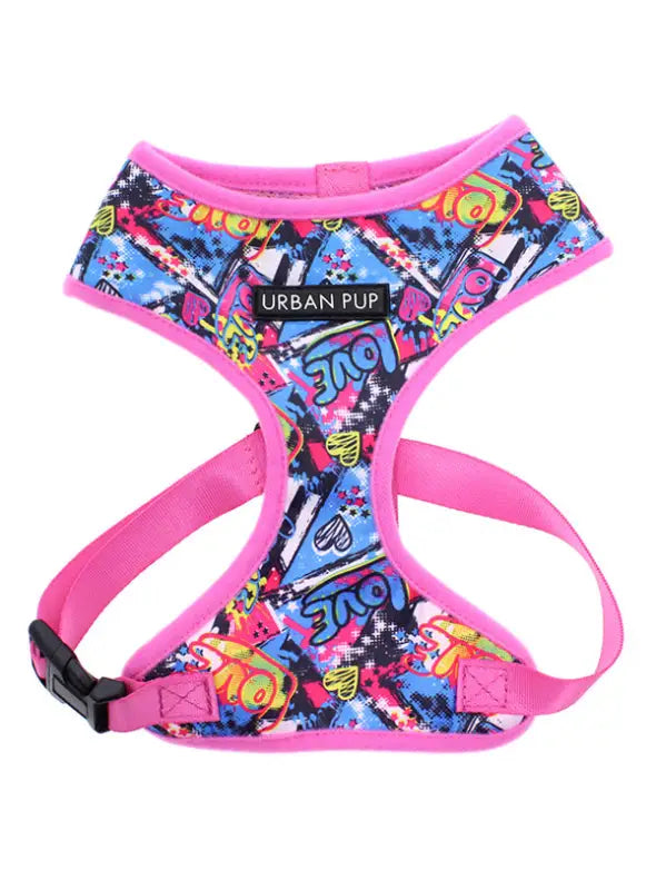 UrbanPup Pink Graffiti Harness — Roze - XXS 20-25 cm - Hondentuigje