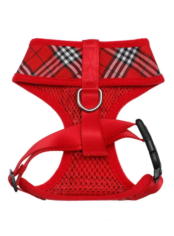 UrbanPup Red Checked Tartan Harness — Rood - Hondentuigje