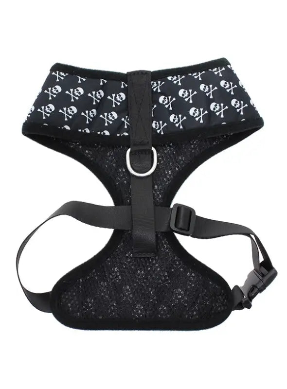 UrbanPup Skulls and Crossbones Harness — Zwart - Hondentuigje