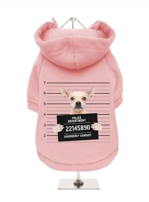 UrbanPup Sweatshirt Police Mugshot Chihuahua roze XS 20 cm