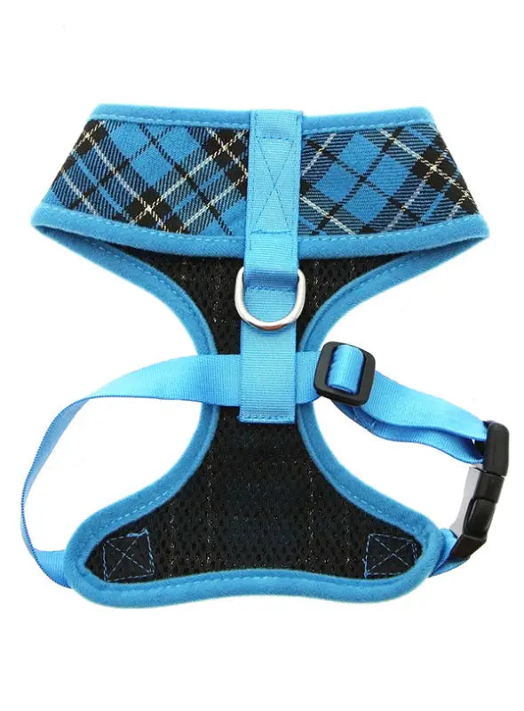 UrbanPup Tartan Harness — Blauw - Hondentuigje