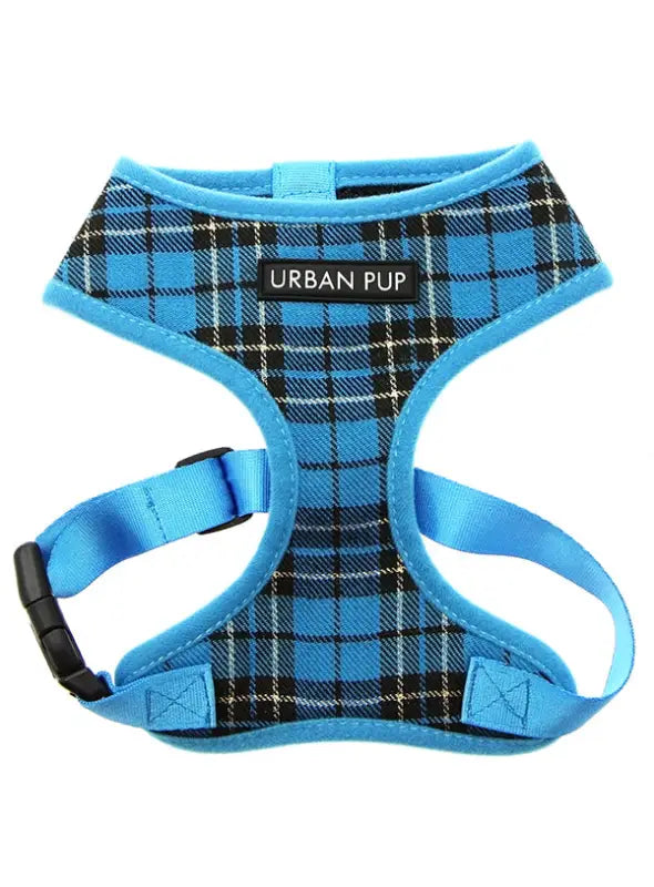 UrbanPup Tartan Harness — Blauw - XXS 20-25 cm - Hondentuigje
