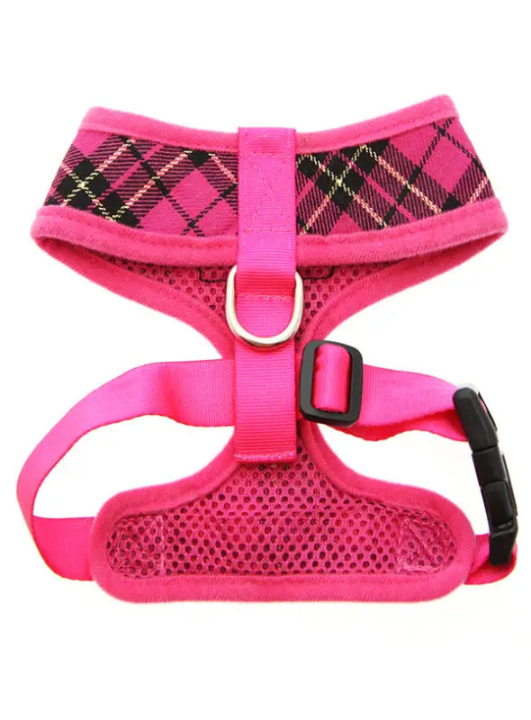 UrbanPup Tartan Harness — Fuchsia - Hondentuigje