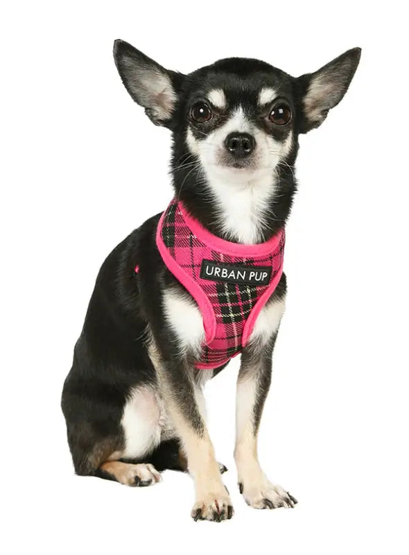 UrbanPup Tartan Harness — Fuchsia - Hondentuigje