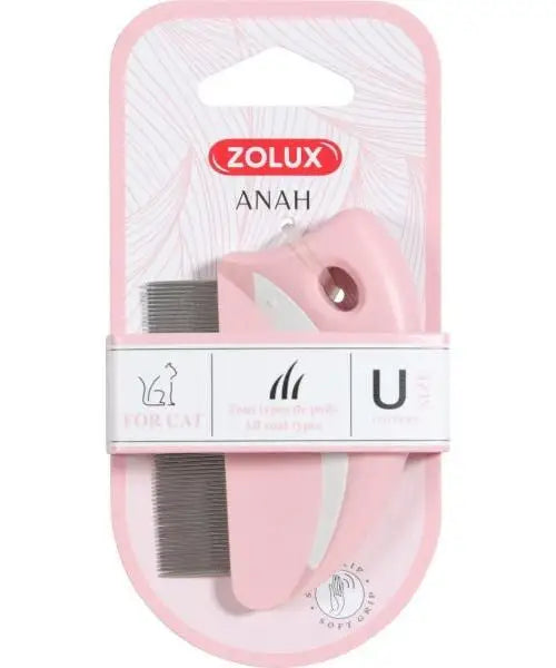 Zolux Anah Vlooienkam Rond — Roze / Wit - KAMMEN/BORSTELS