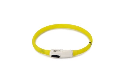 Beeztees Safety Gear halsband met USB aansluiting Dogini geel 35 cm x 10 mm