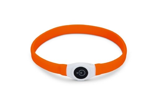 Beeztees Safety Gear halsband met USB aansluiting Glowy oranje 65 cm x 25 mm