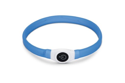 Beeztees Safety Gear halsband met USB aansluiting Glowy blauw 65 cm x 25 mm