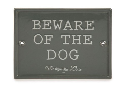 Designed by Lotte Beware of the Dog bord keramiek grijs 20 x 16 cm