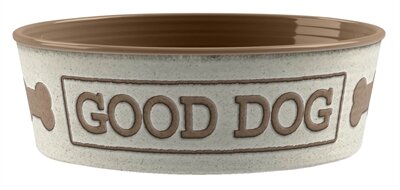 Tarhong Voerbak Hond Good Dog Melamine Wit / Taupe 17 cm 950 ml