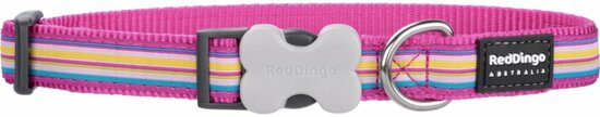 Red Dingo hondenhalsband Horizontal Stripes Hot Pink 20-32 cm x 12 mm