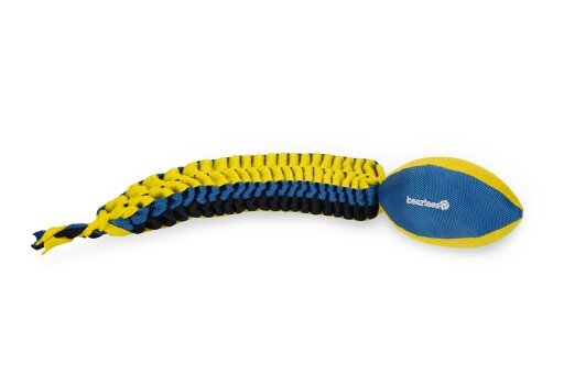 Beeztees Fetch nylon bal met staart blauw / geel 61 cm