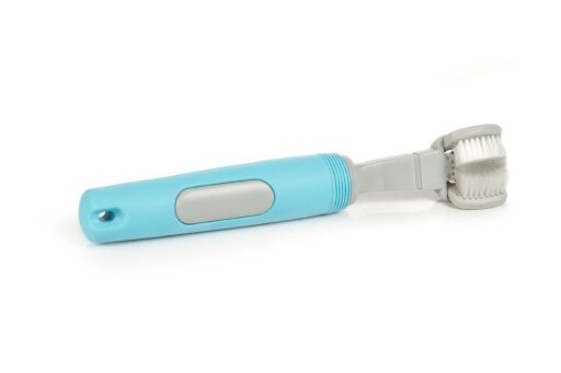 Beeztees plastic 3-weg tandenborstel blauw / grijs 17 cm