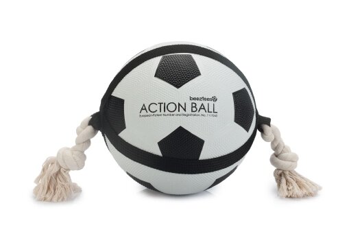 Beeztees Action voetbal met touw 22 cm