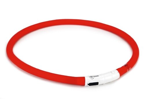 Beeztees Safety Gear halsband met USB aansluiting Dogini rood 70 cm x 10 mm