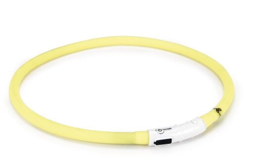 Beeztees Safety Gear halsband met USB aansluiting Dogini geel 70 cm x 10 mm