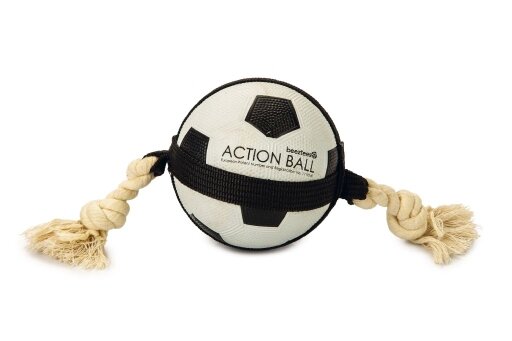 Beeztees Action Voetbal met touw 12,5 cm