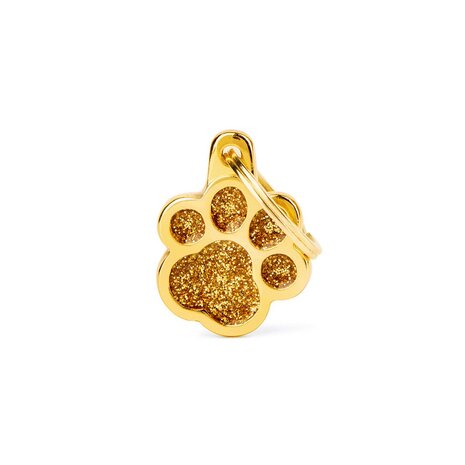 Hondenpenning Glitter Paw goud Small