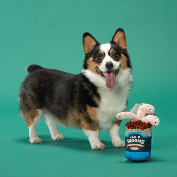 Hondenspeelgoed Pluche Live Baits Blik met Wormen