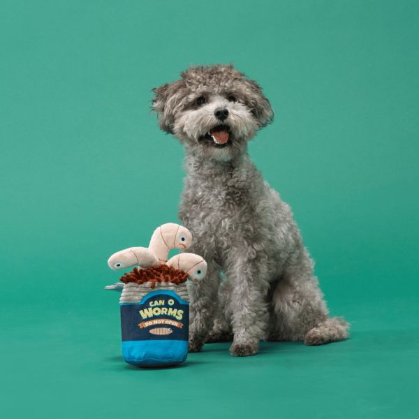 Hondenspeelgoed Pluche Live Baits Blik met Wormen