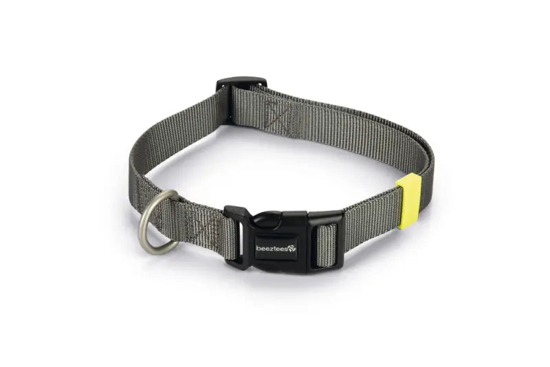 Beeztees nylon Hondenhalsband Uni — Donkergrijs - 48-70 cm x 25 mm - HALSBANDEN/LIJNEN NYLON