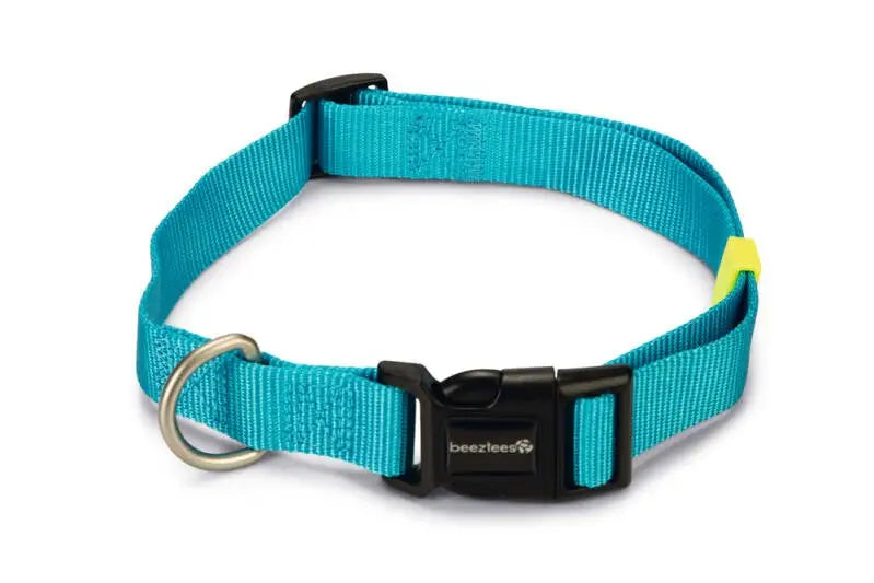 Beeztees nylon Hondenhalsband Uni lichtblauw 48-70x25