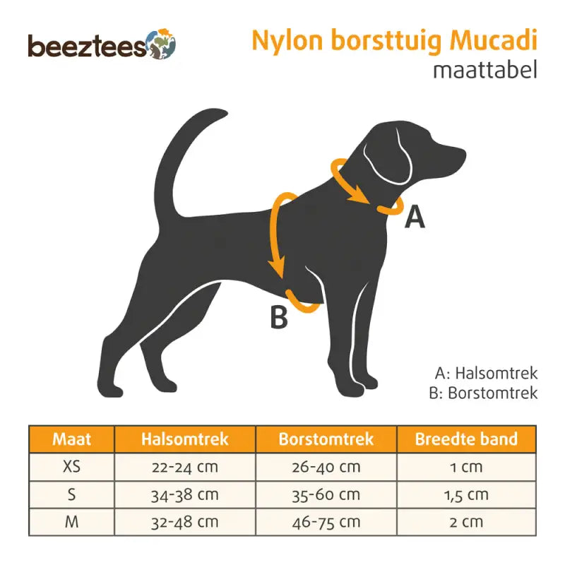 Beeztees nylon Hondentuig Mucadi — Zwart - Hondentuigje