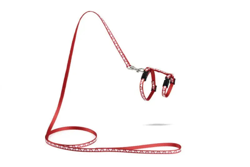 Beeztees Nylon Kittentuigje Hearts rood — Rood