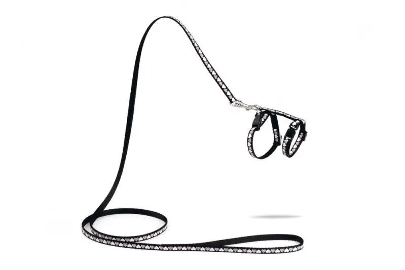 Beeztees Nylon Kittentuigje Hearts zwart — Zwart