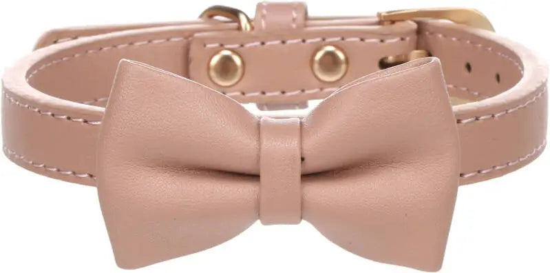 Flamingo Hondenhalsband Nela met strik 29-35 cm — Roze / Mokka