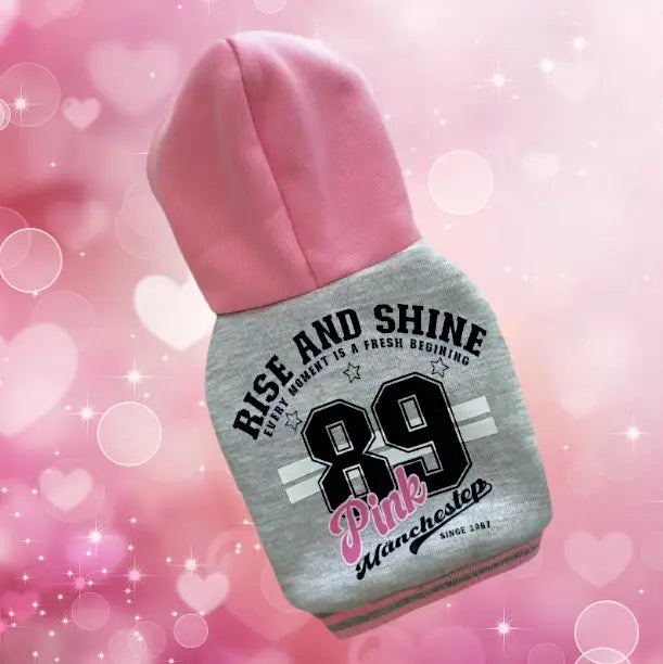 Honden Baseball Jasje — Grijs/Roze Ruglengte 20 cm Hondenkleding