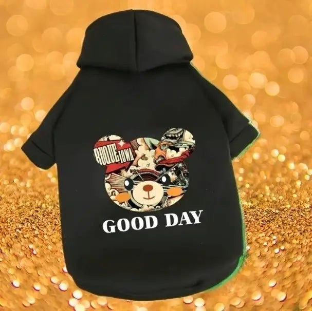 Honden Sweatshirt Good Day Bear — Zwart Ruglengte 20 cm Hondenkleding