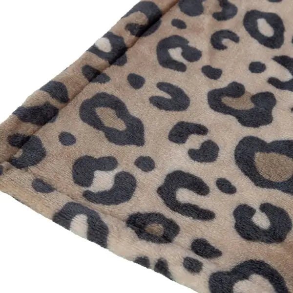 Hondendeken Leo Soft Pluche Bruin/Panterprint - BEDDEN/MANDEN/KUSSENS