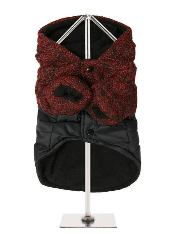 Hondenjas Cheviot Tweed Trimmed Parka — Rood / Zwart - Hondenjas