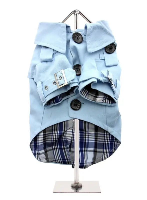 Hondenjas Classic Powder Blue Trench Coat — Lichtblauw - Hondenjas